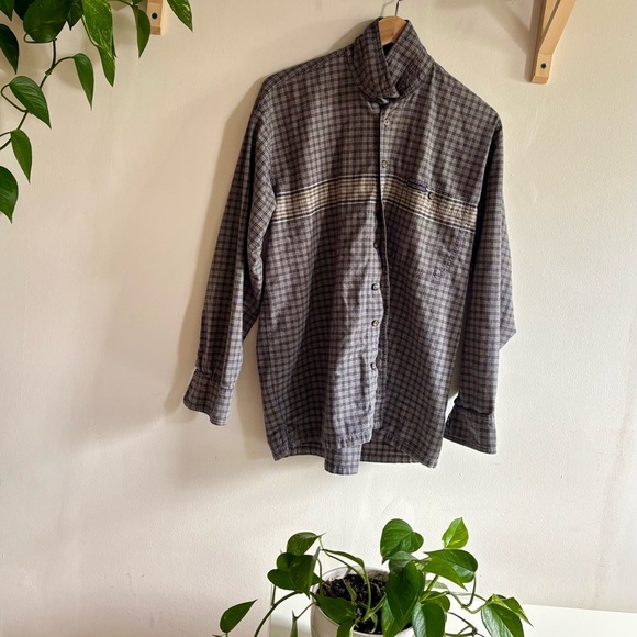 No Excess Plaid Cotton Button-Up (S) - Picture 1 of 3